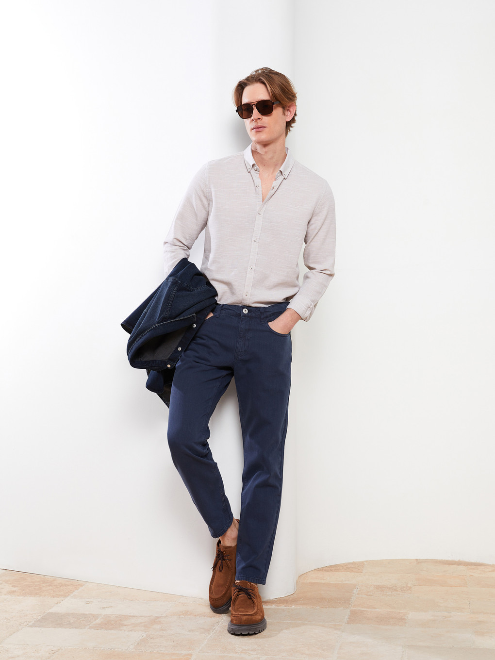Lacivert Slim Fit Gabardin Erkek Pantolon