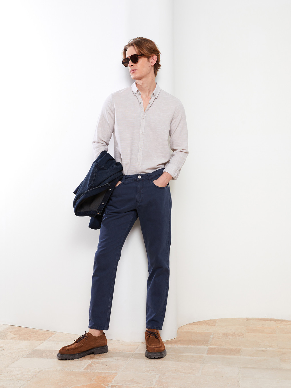 Lacivert Slim Fit Gabardin Erkek Pantolon-1