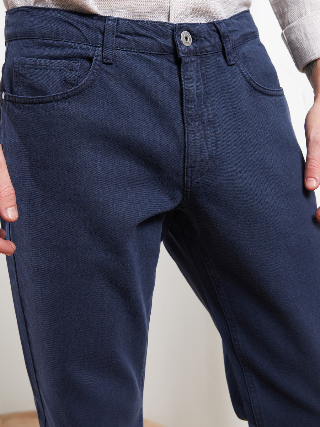 Lacivert Slim Fit Gabardin Erkek Pantolon-2