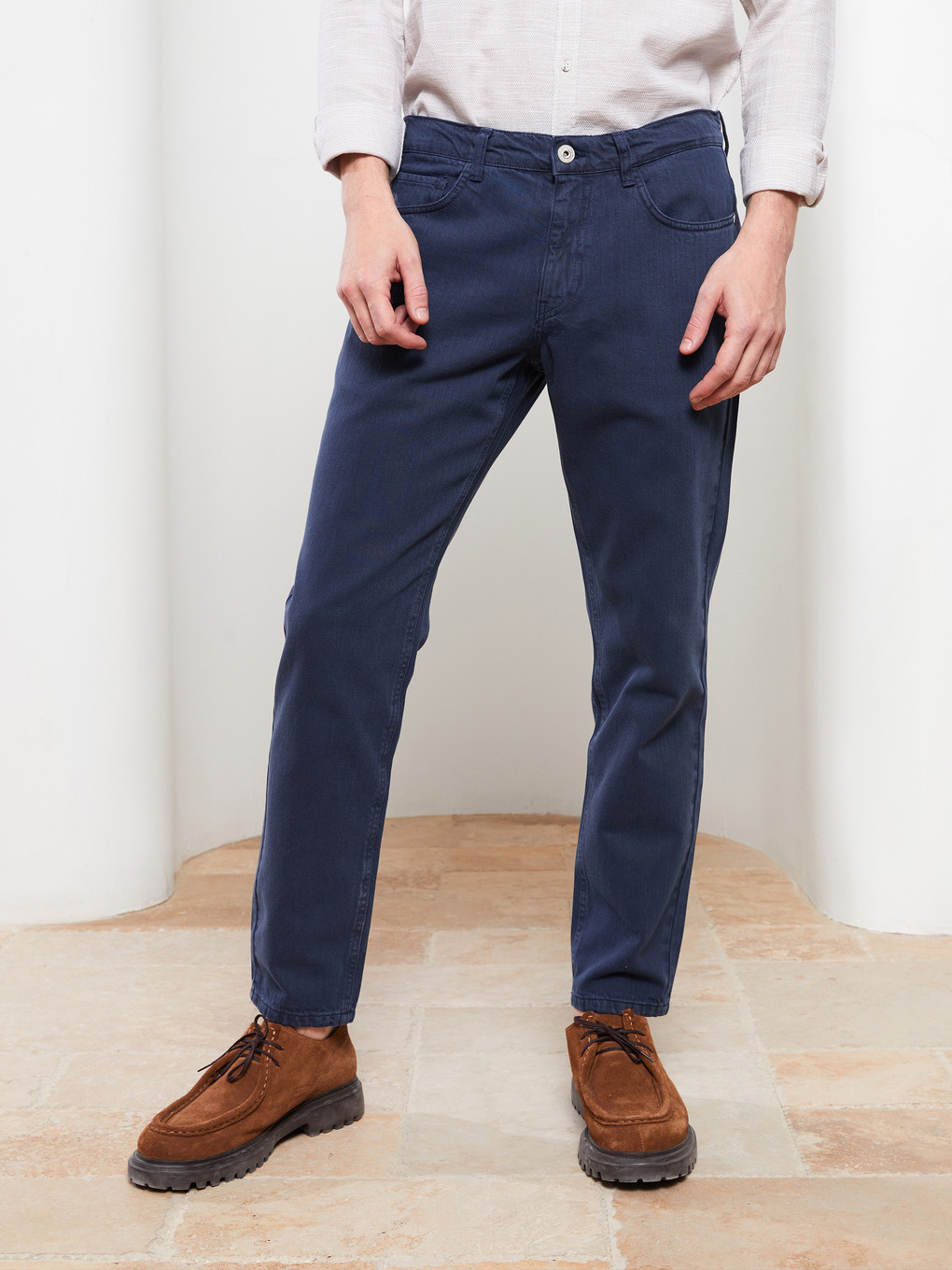 Lacivert Slim Fit Gabardin Erkek Pantolon-3