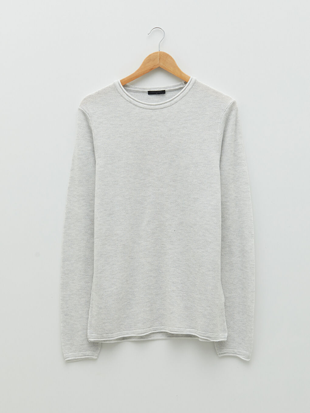 Beyaz Bisiklet Yaka Erkek Triko Kazak-5