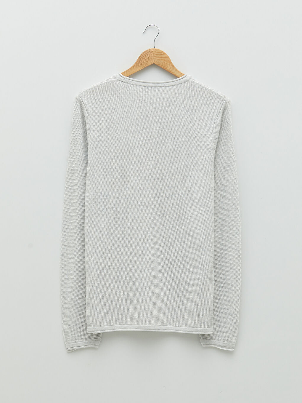 Beyaz Bisiklet Yaka Erkek Triko Kazak-6