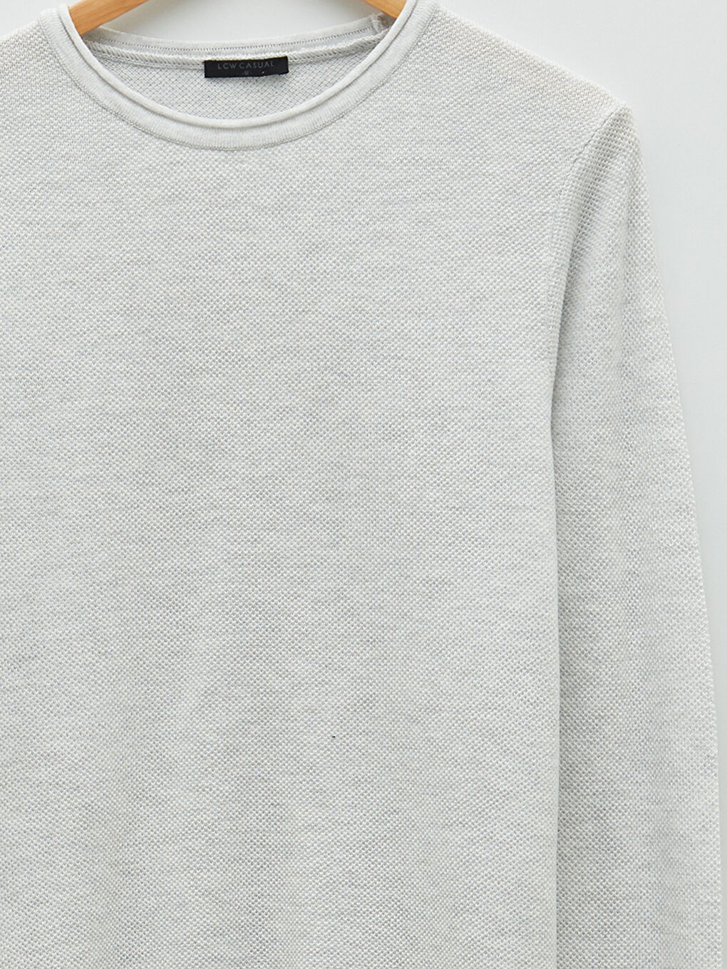 Beyaz Bisiklet Yaka Erkek Triko Kazak-7