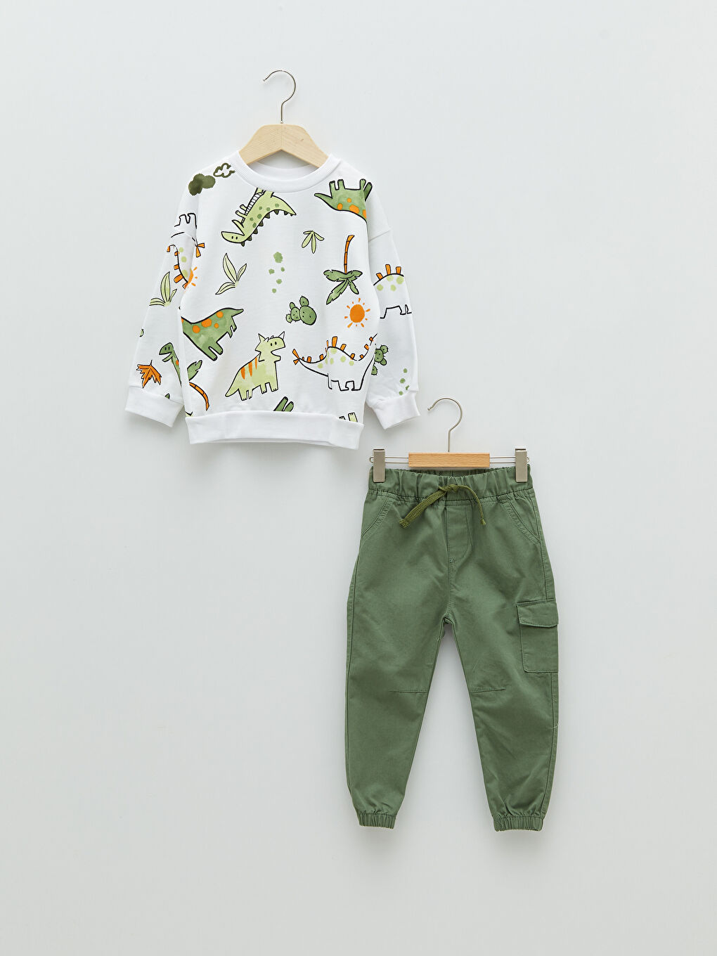Crew Neck Long Sleeve Printed Baby Boy Sweatshirt and Jogger Trousers 2-Pack Set-4