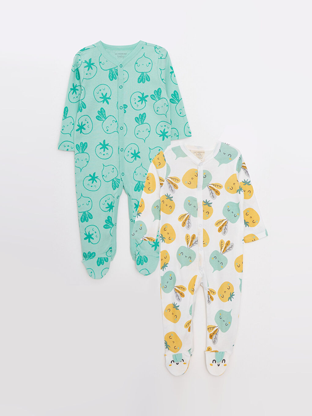 V Neck Long Sleeve Printed Cotton Baby Boy Rompers 2 Pack