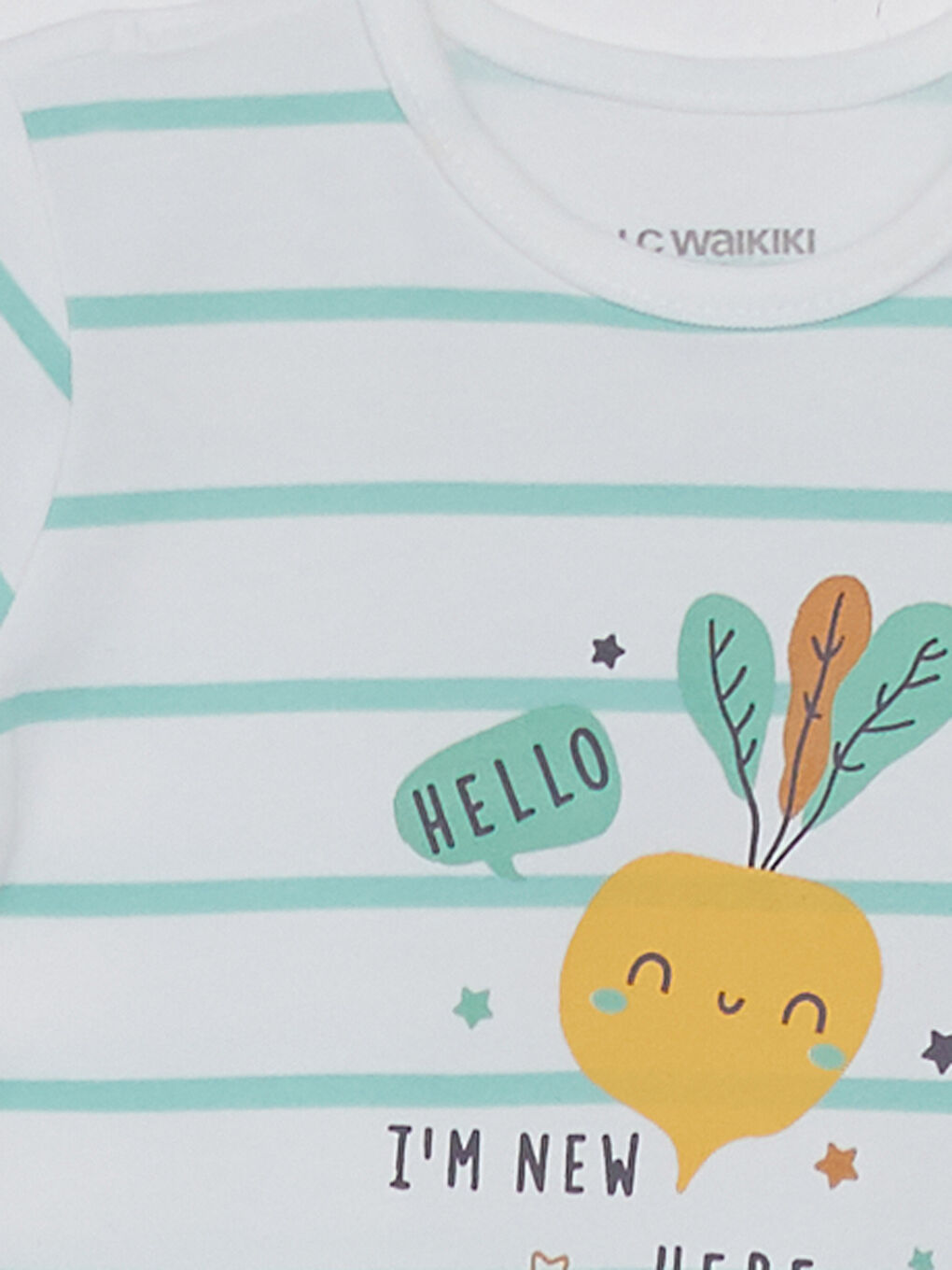 LCW baby Crew Neck Short Sleeved Printed Cotton Baby Boy Body Pants and Beanie 3-Piece Set -S26932Z1-LFH