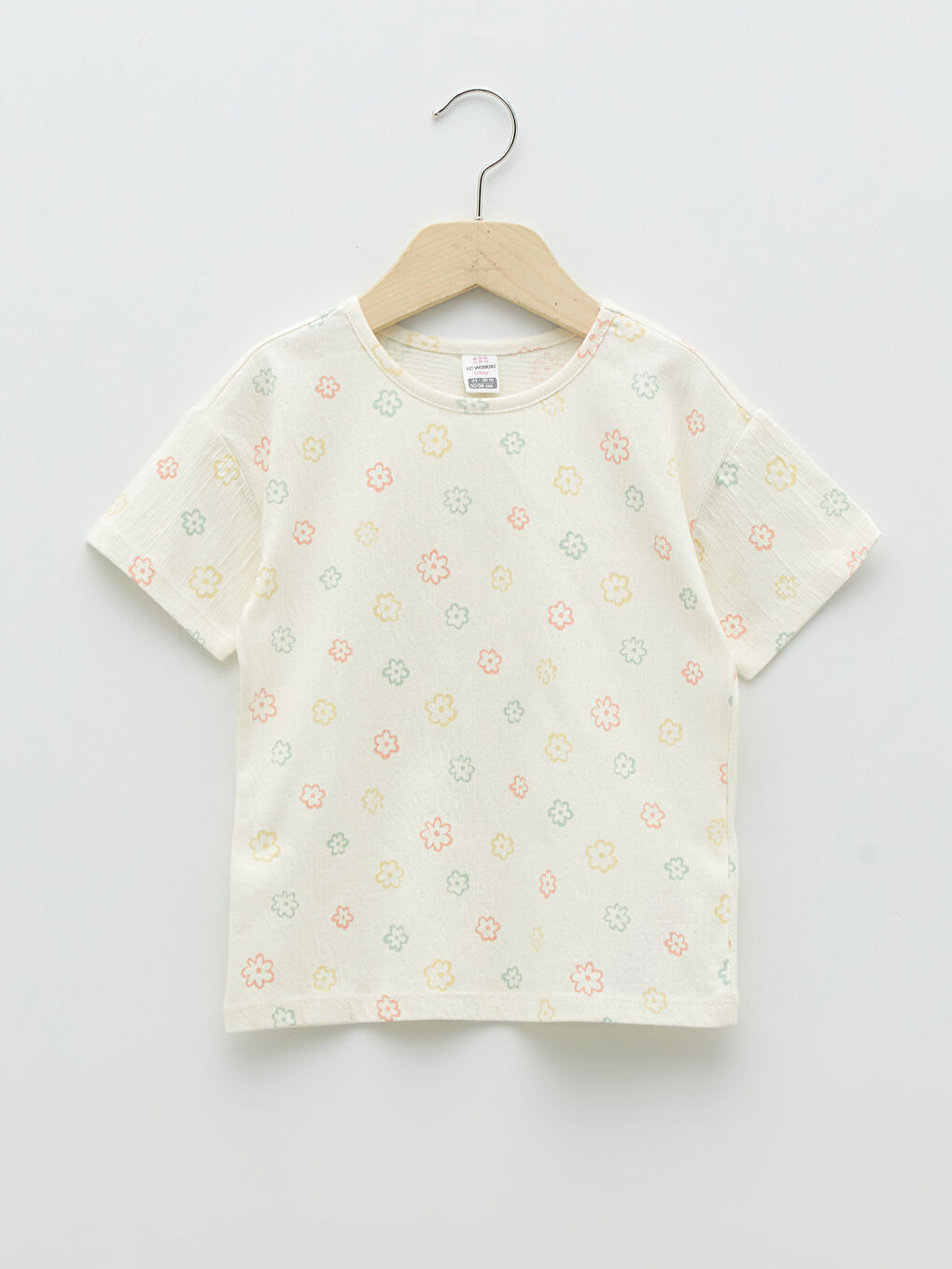 Crew Neck Short Sleeve Printed Baby Girls' T-Shirt