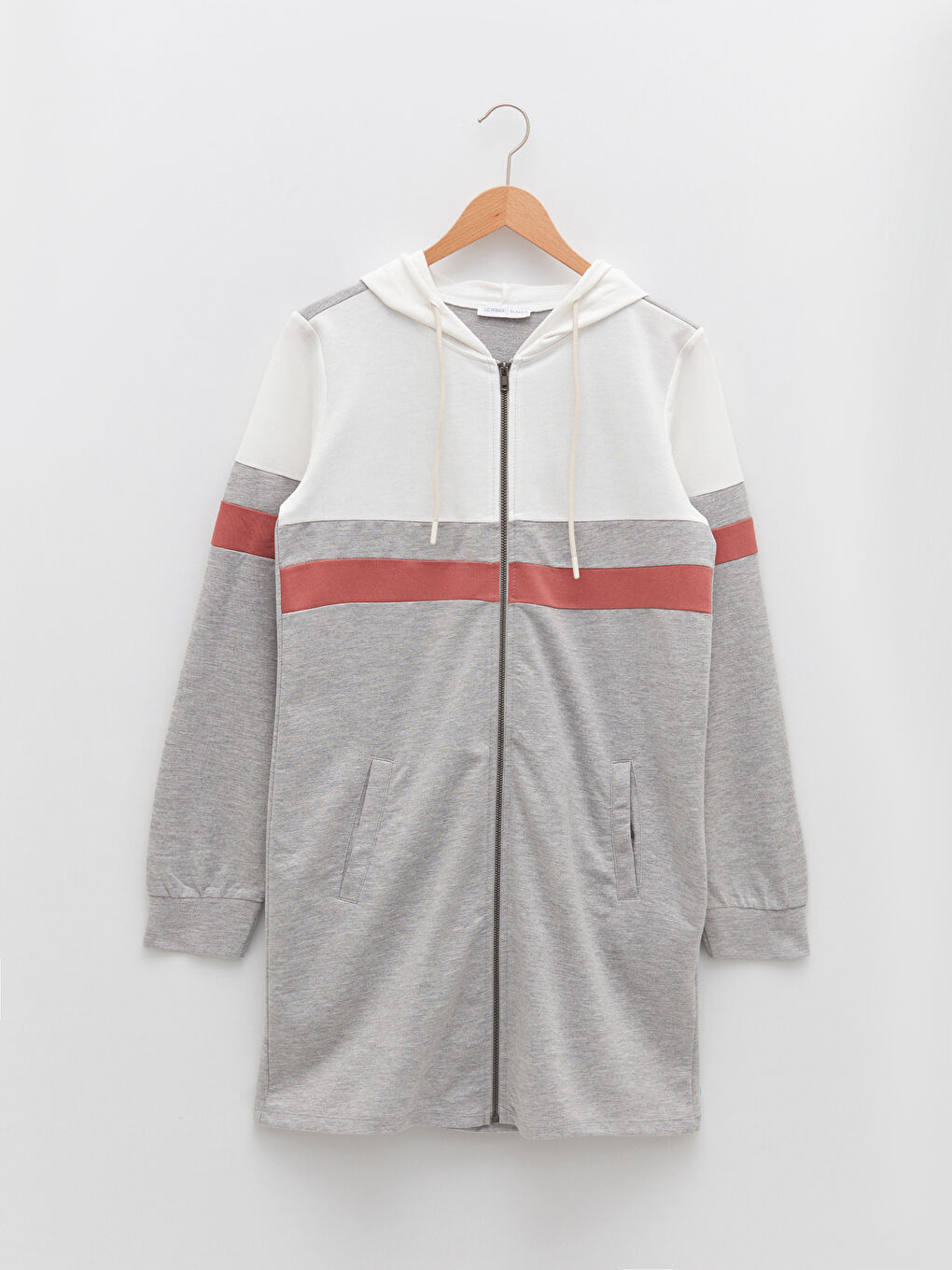 Color-Blocked Long Sleeve Hooded Cardigan-4