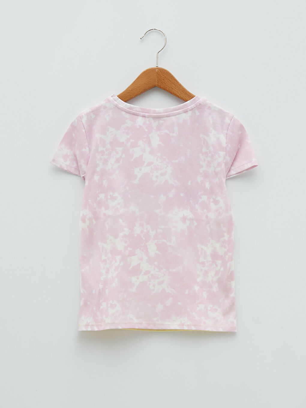 Pembe Bisiklet Yaka Baskılı Kısa Kollu Kız Çocuk Tişört-1