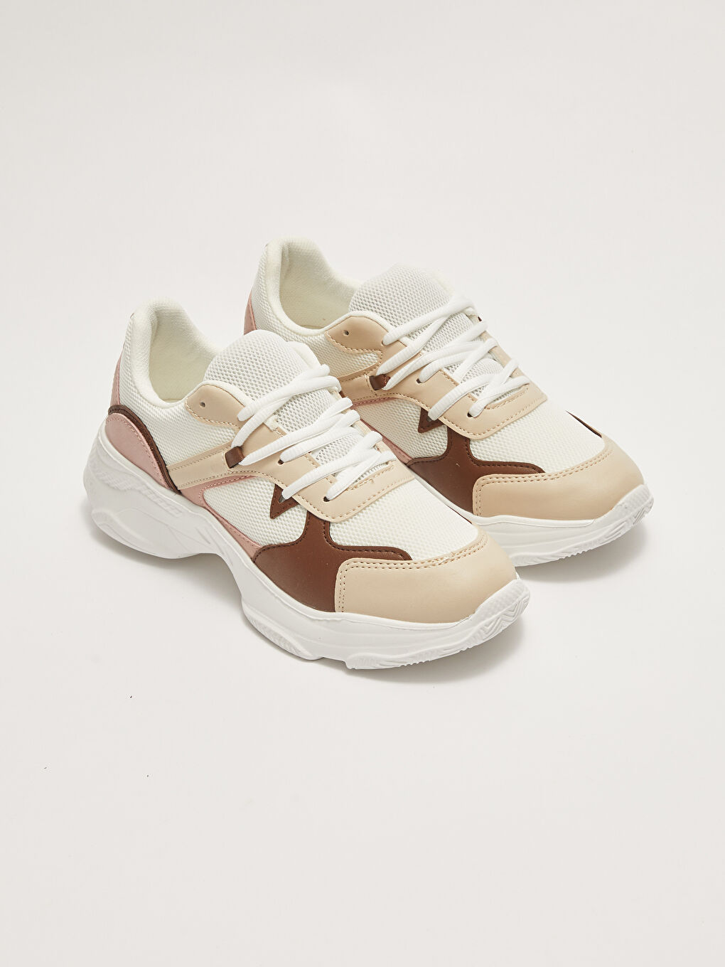 Color Block Lace Up Thick Sole Women's Sneakers-3