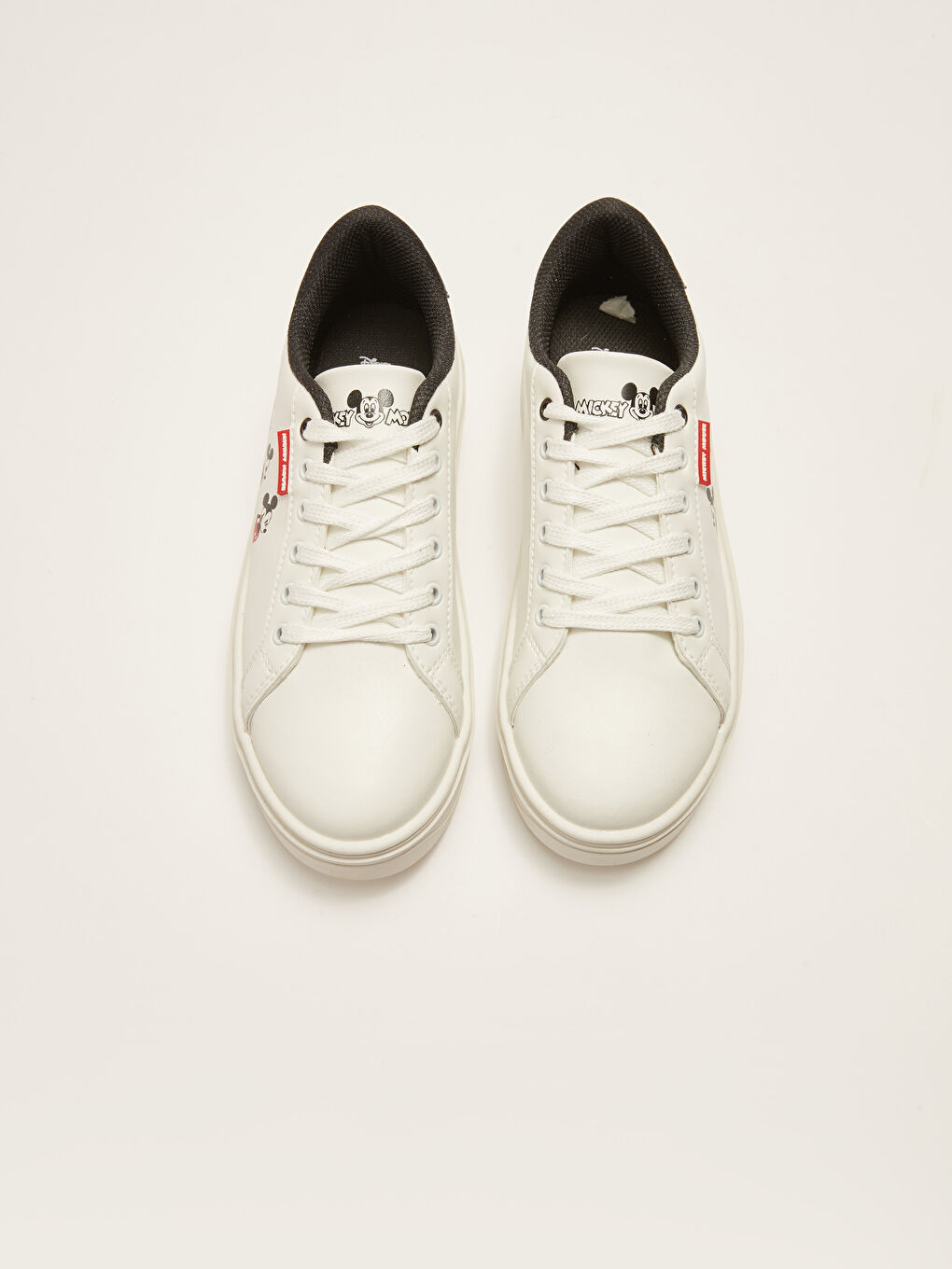 Beyaz Mickey Mouse Lisanslı Bağcıklı Kadın Spor Ayakkabı-4