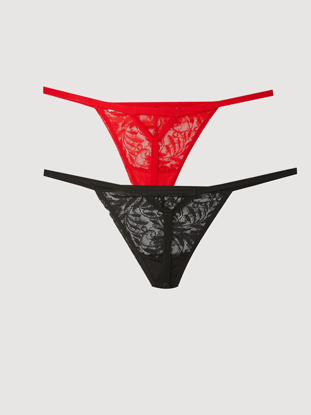Kırmızı Dantelli Fantezi Tanga Külot 2'li Paket-1