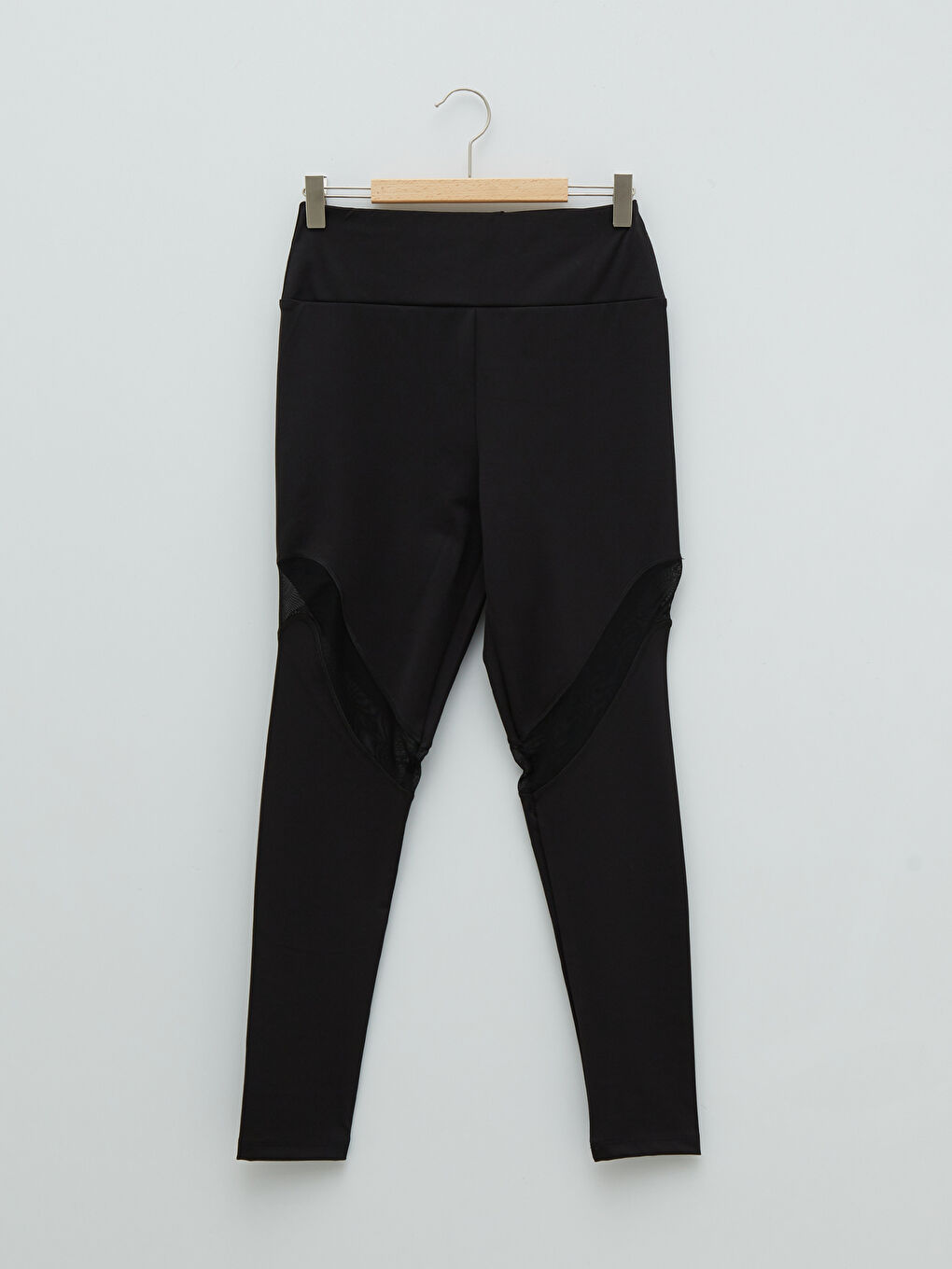 Siyah Beli Lastikli Tül Detaylı Kadın Tayt-5