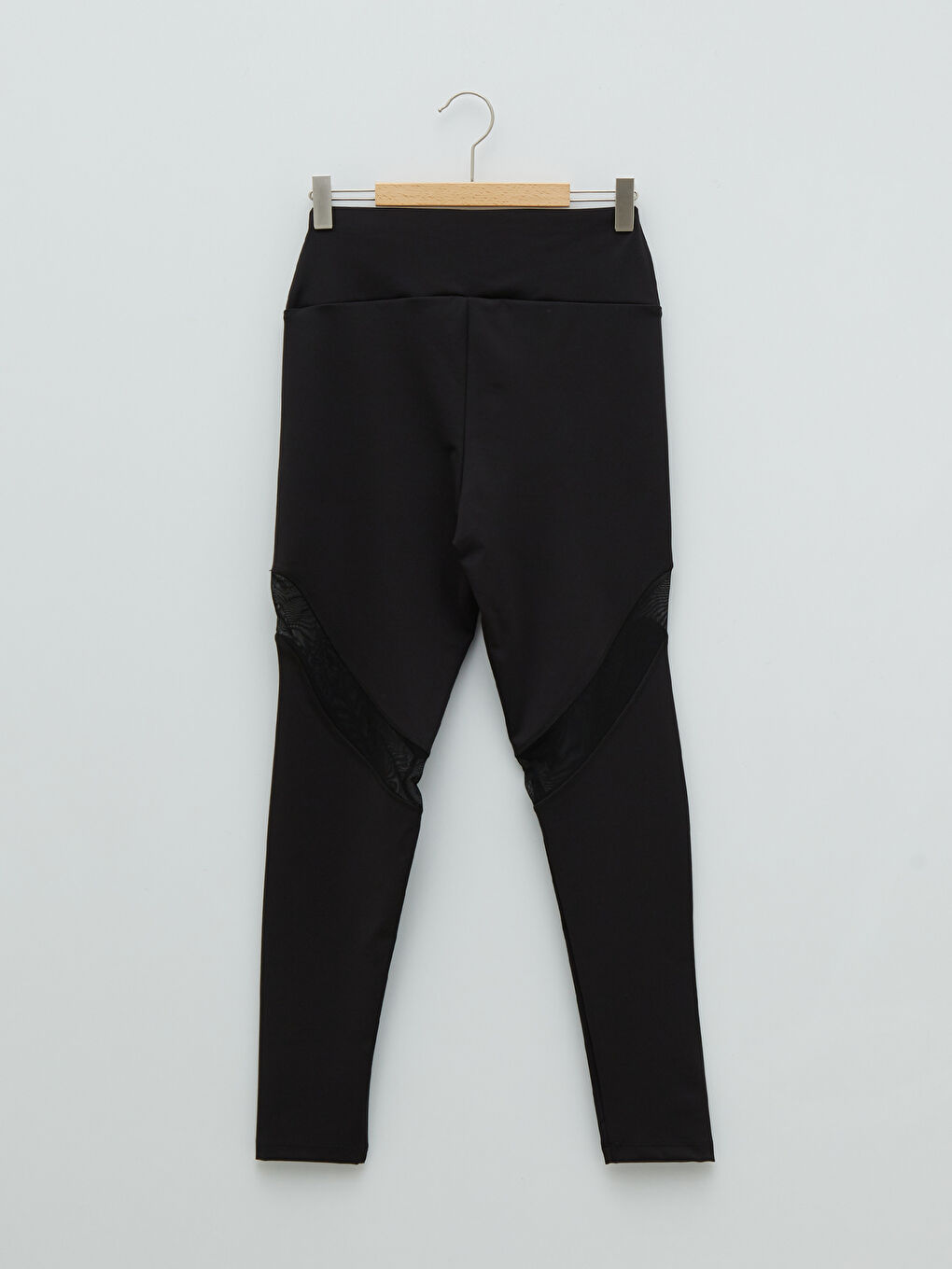 Siyah Beli Lastikli Tül Detaylı Kadın Tayt-6