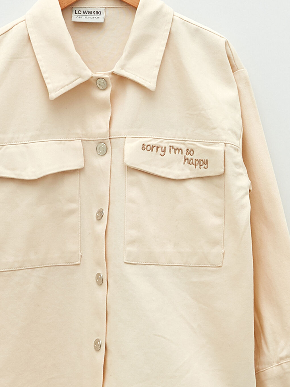 Chemise Fille en Gabardine à Manches Longues avec Détails Brodés-2