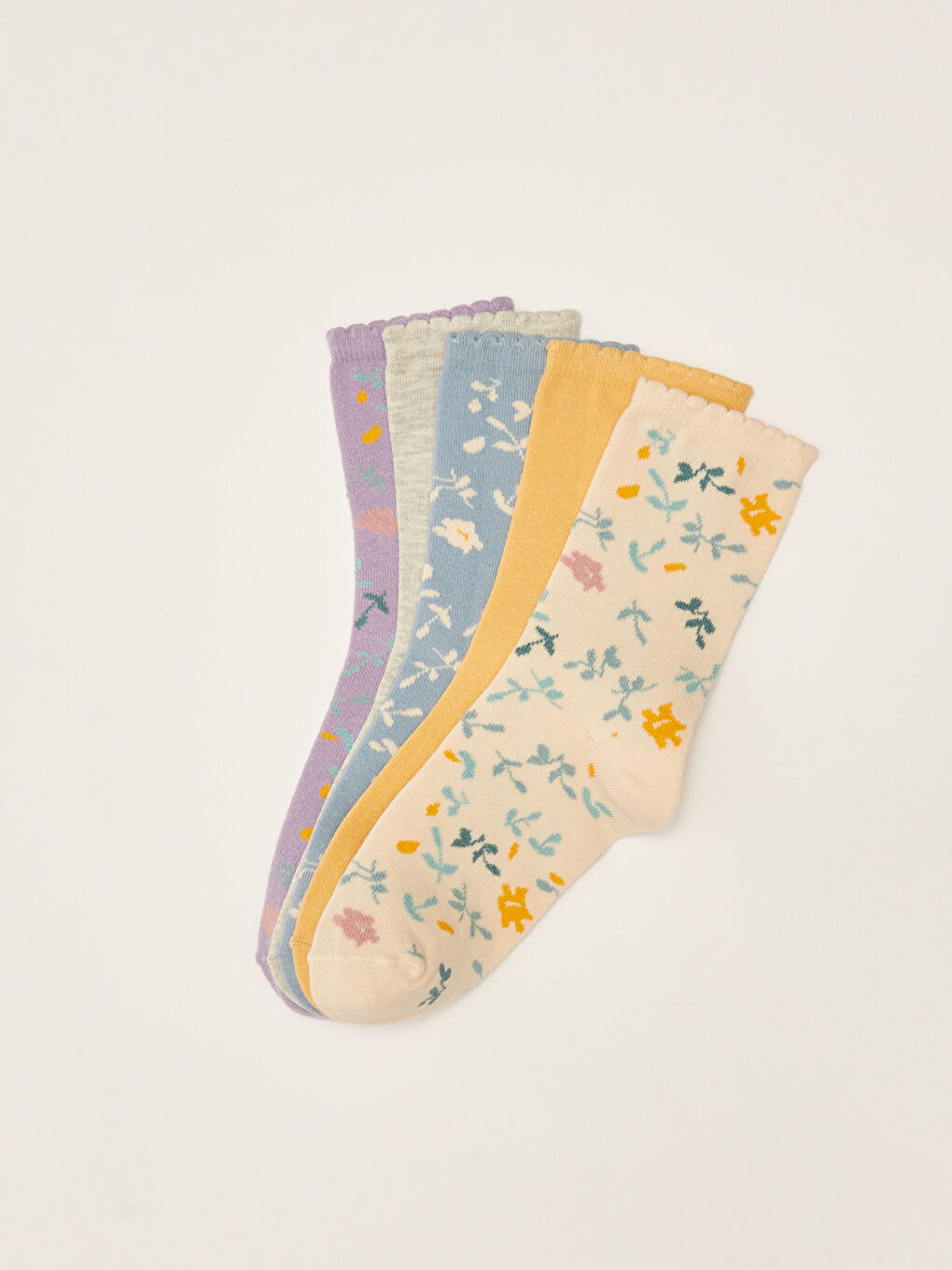 Ekru Desenli Kadın Soket Çorap 5'li