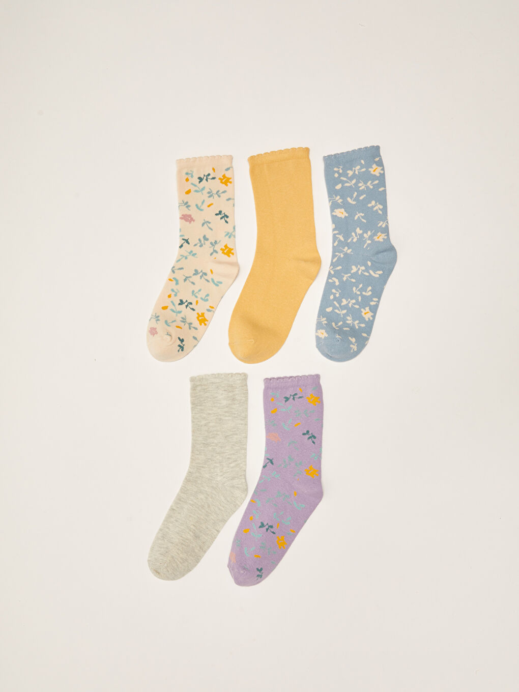 Ekru Desenli Kadın Soket Çorap 5'li-1