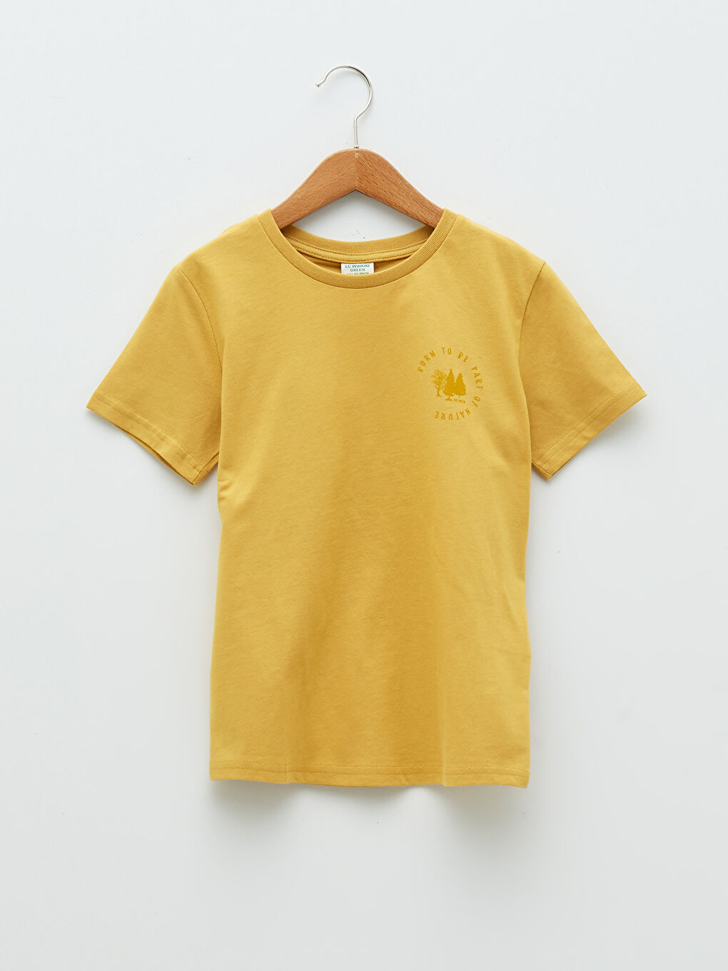 Sarı Bisiklet Yaka Baskılı Kısa Kollu Erkek Çocuk Tişört