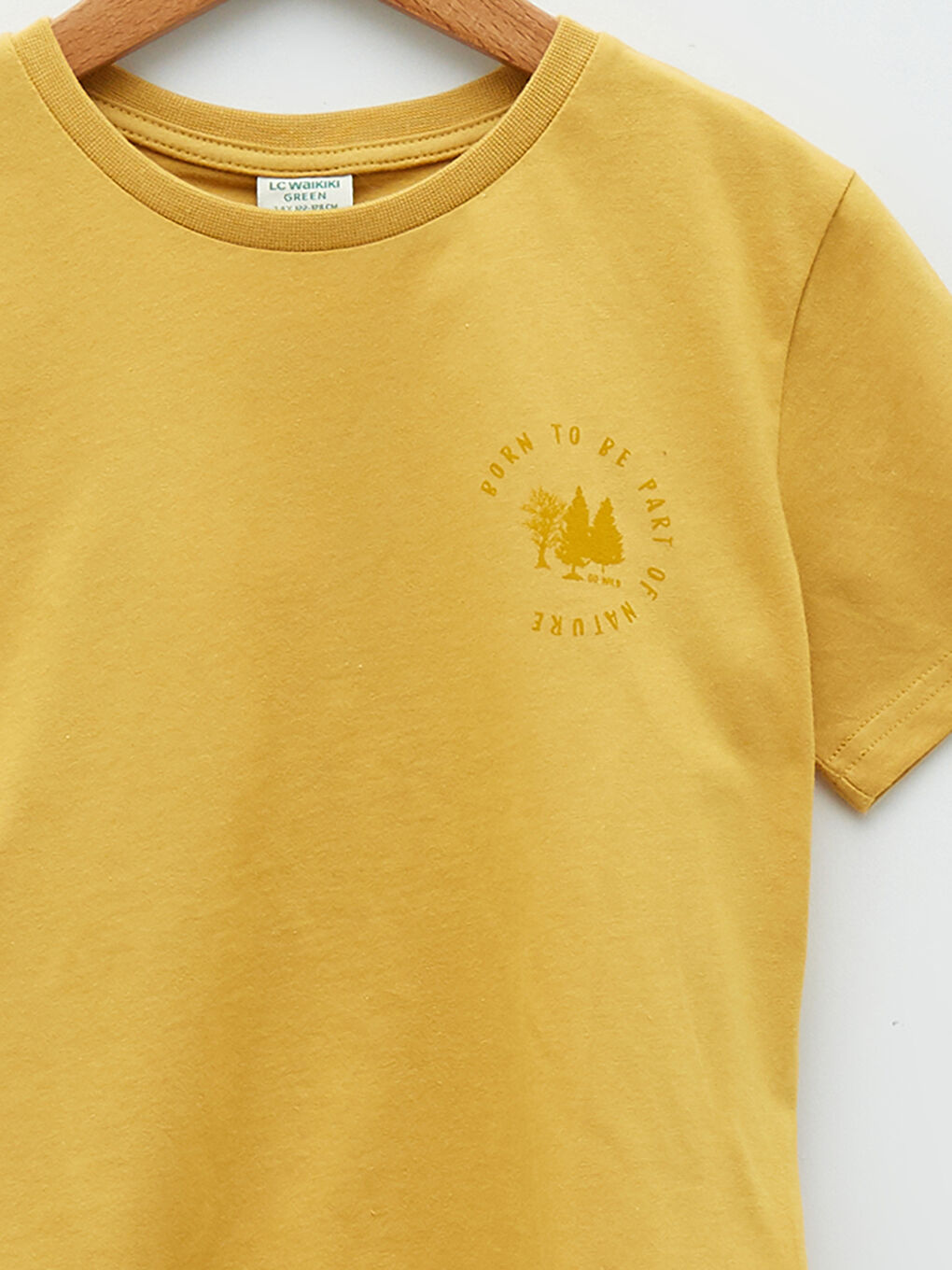 Sarı Bisiklet Yaka Baskılı Kısa Kollu Erkek Çocuk Tişört-2