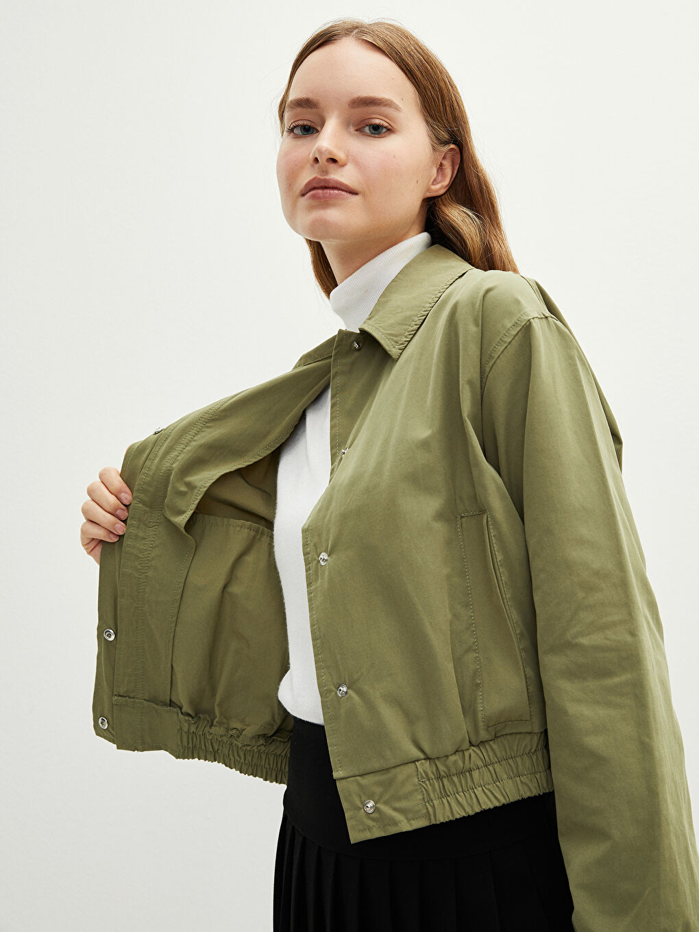 XSIDE Shirt Collar Straight Long Sleeve Women Coat -S27092Z8-SAQ