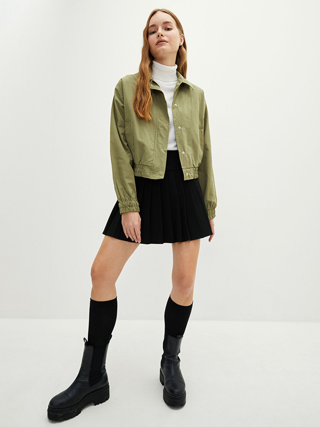 XSIDE Shirt Collar Straight Long Sleeve Women Coat -S27092Z8-SAQ