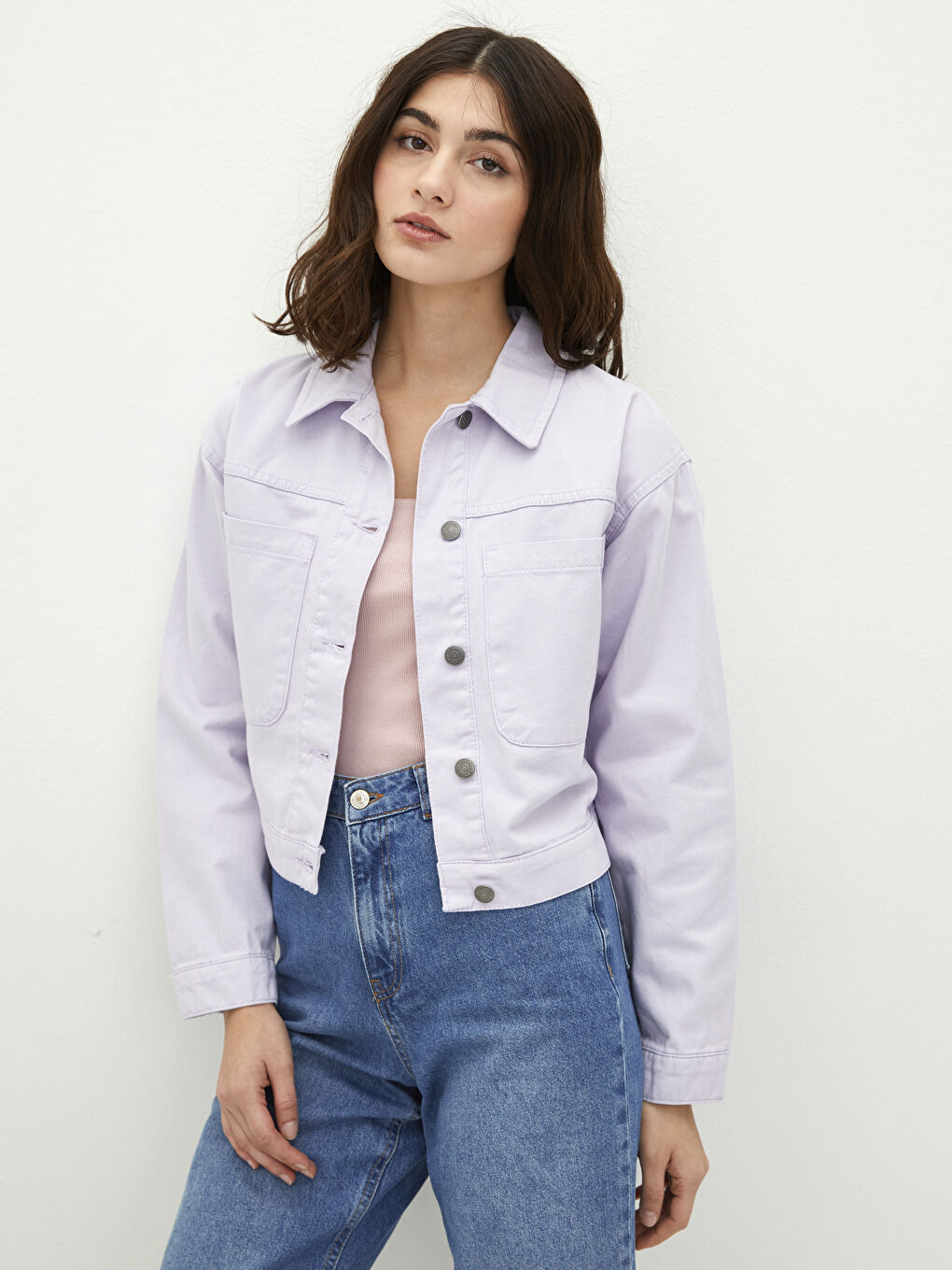 XSIDE Veste en Coton à Manches Longues Imprimée avec Lettres et Col de Chemise pour Femmes -S27094Z8-RZG