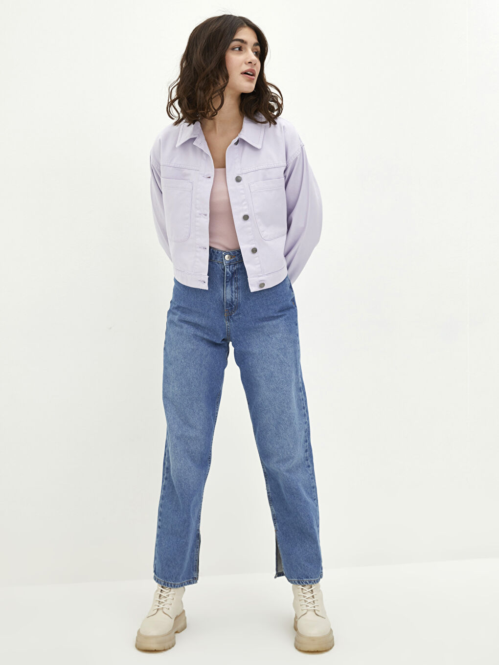 XSIDE Veste en Coton à Manches Longues Imprimée avec Lettres et Col de Chemise pour Femmes -S27094Z8-RZG