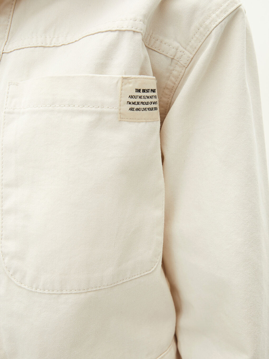 Jakna ženska od pamuka sa štampanim slovima, kragnom i dugim rukavima-3