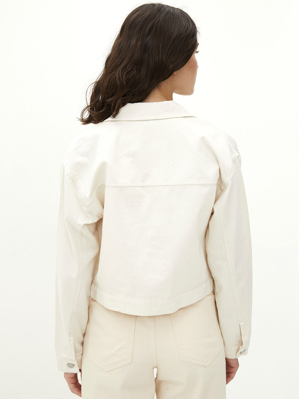 Jakna ženska od pamuka sa štampanim slovima, kragnom i dugim rukavima-4