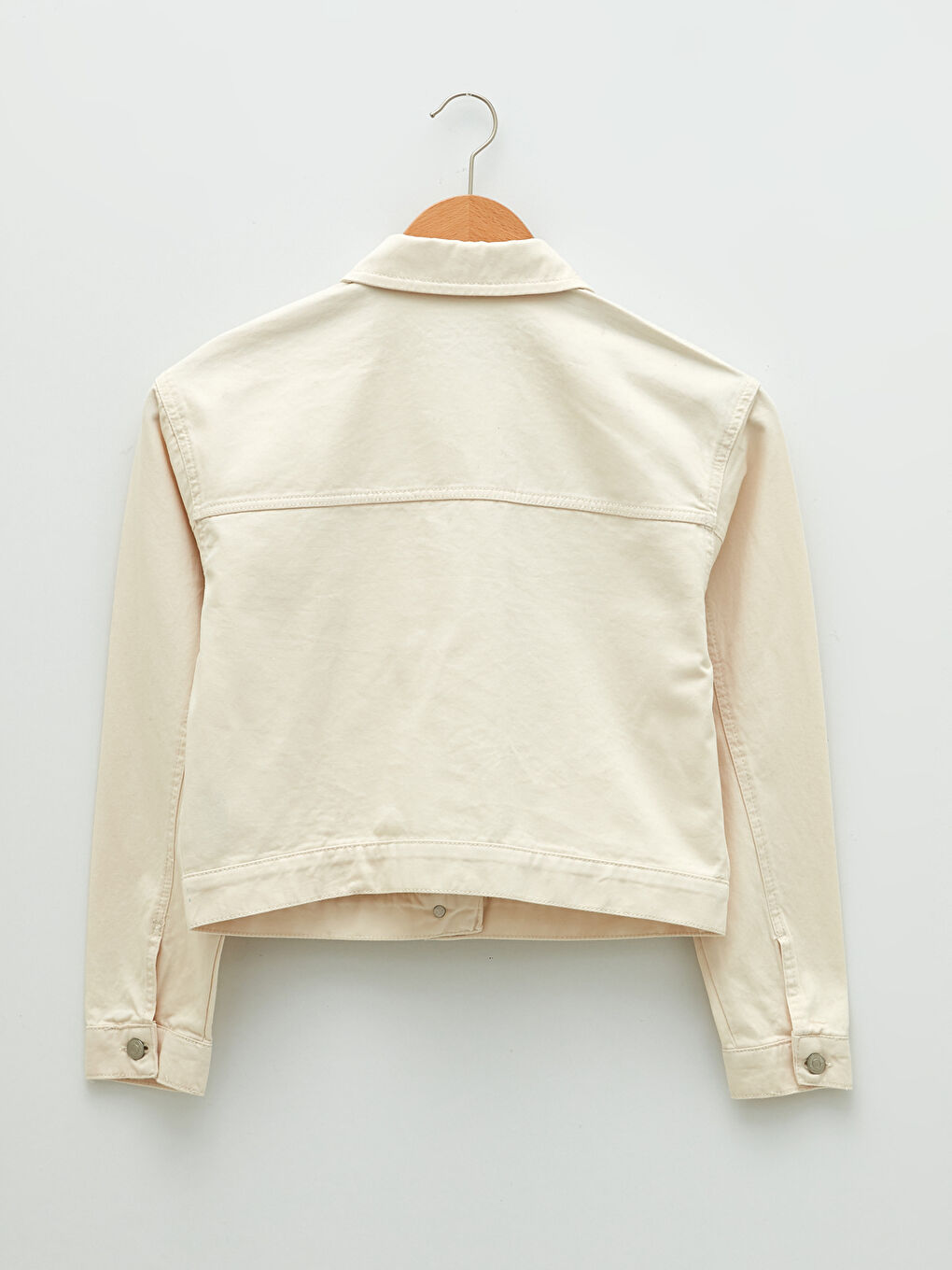 Jakna ženska od pamuka sa štampanim slovima, kragnom i dugim rukavima-6