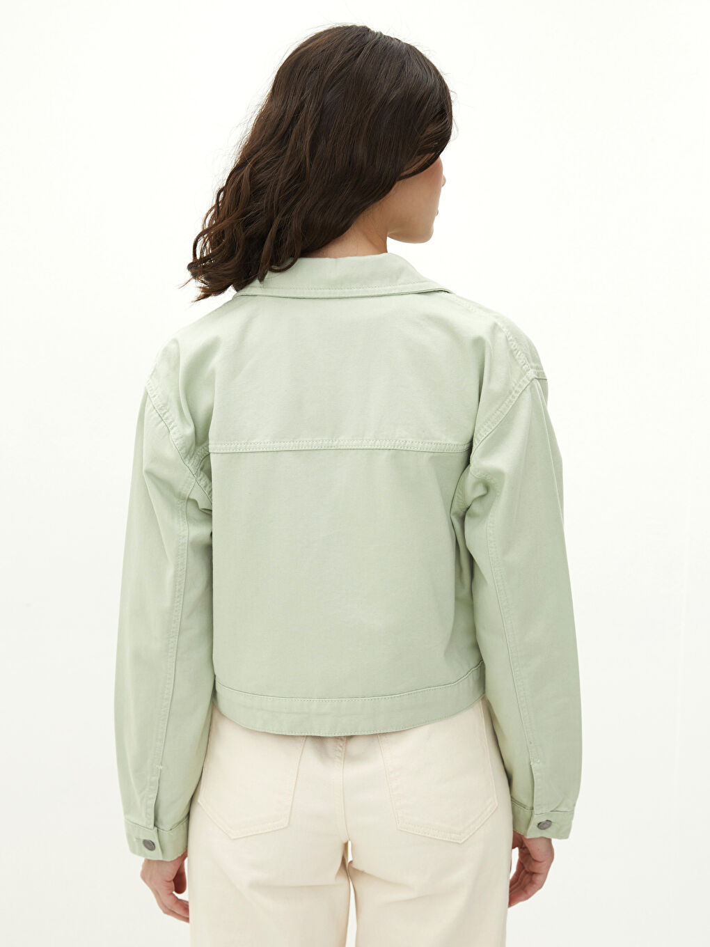 Shirt Collar Letter Printed Long Sleeve Cotton Women's Jacket-4