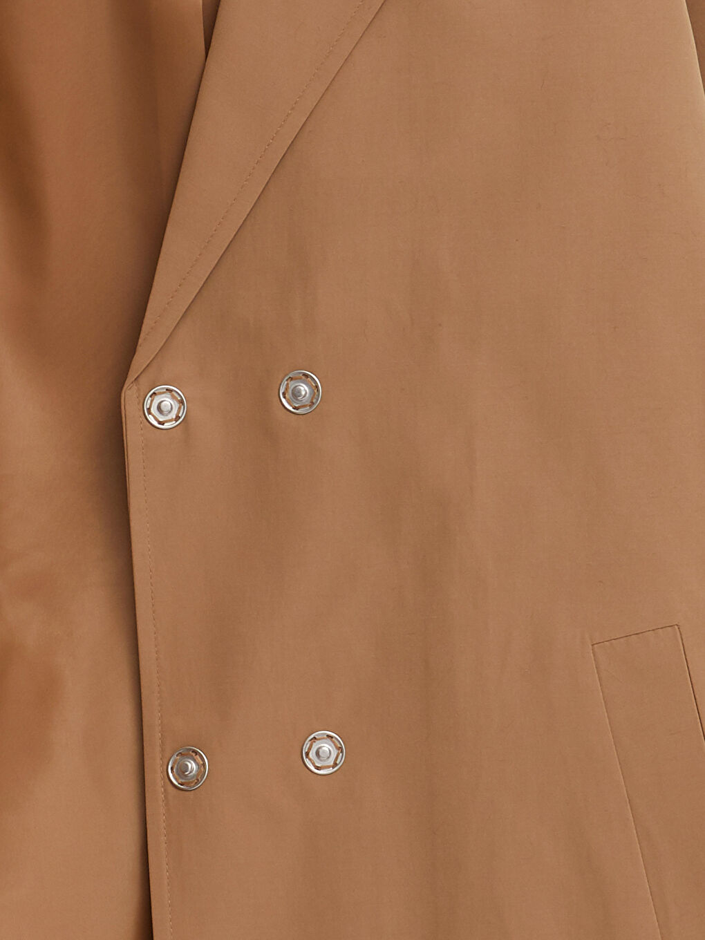 Bej Ceket Yaka Düz Uzun Kollu Kadın Trençkot-8