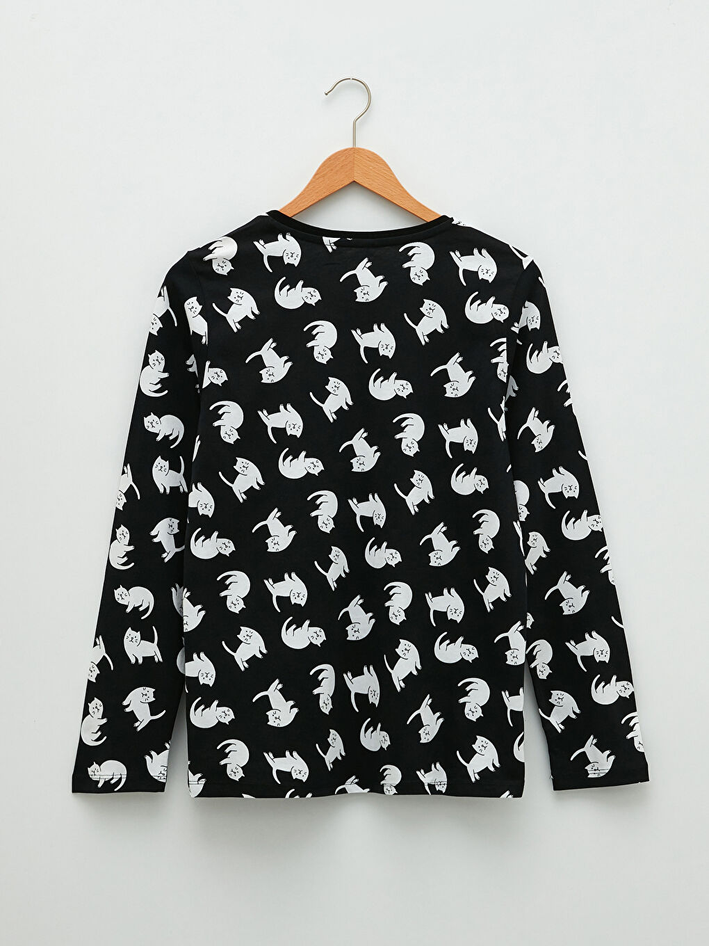 Set de pijama din bumbac cu mânecă lungă imprimată și guler rotund pentru femei-7