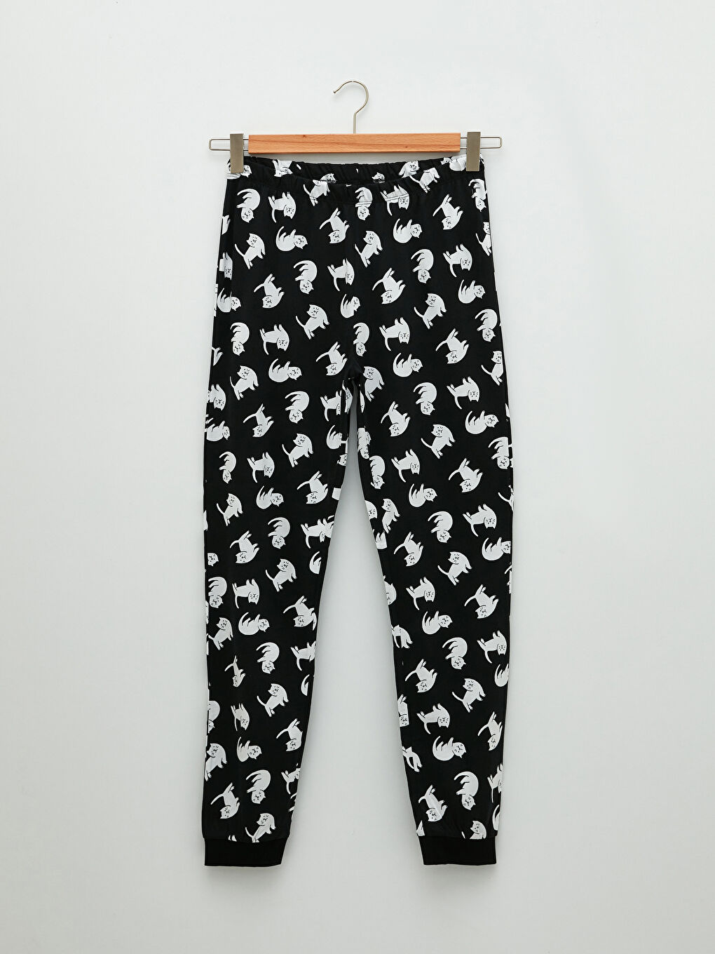 Set de pijama din bumbac cu mânecă lungă imprimată și guler rotund pentru femei-9