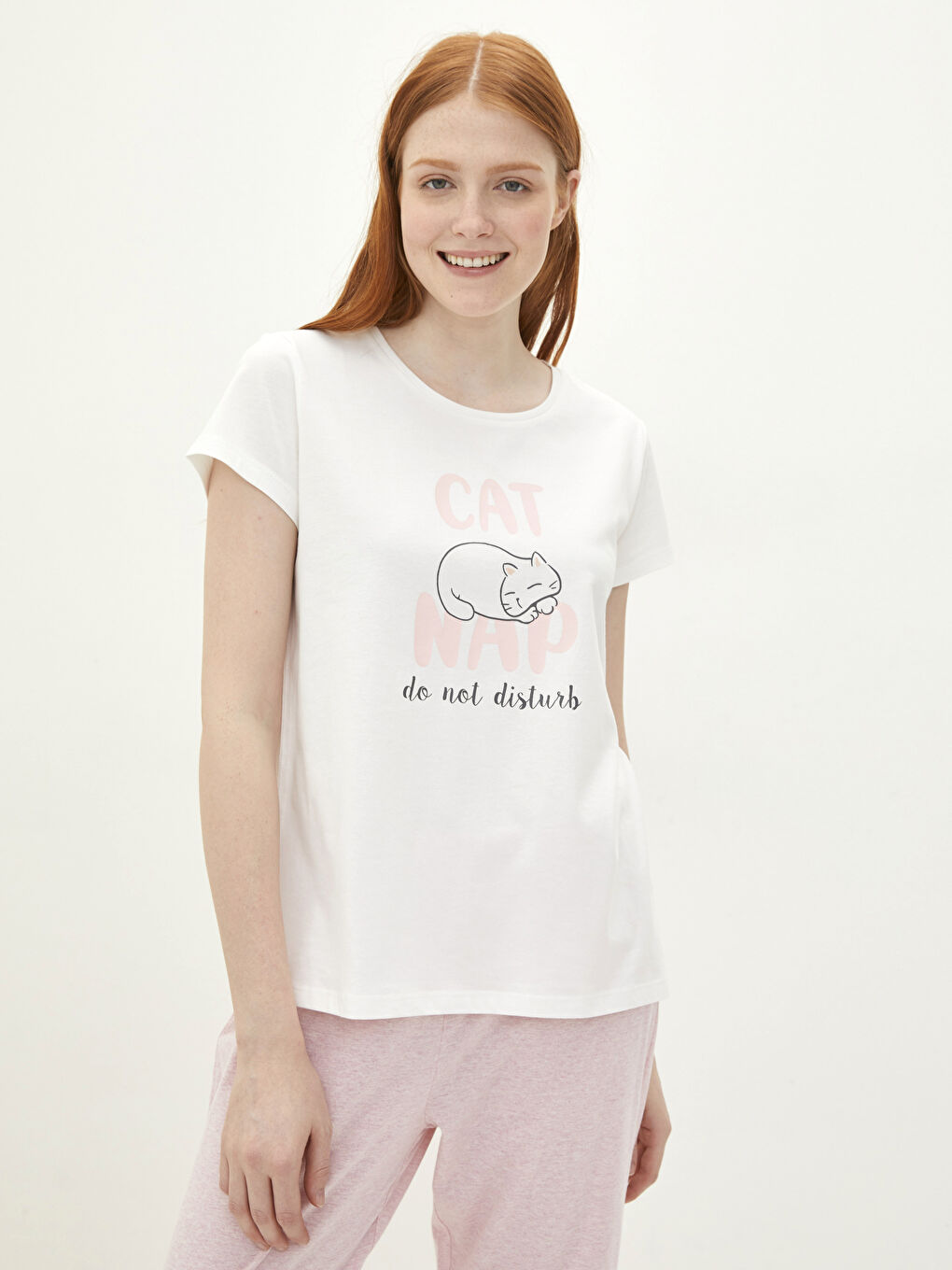 Crew Neck Printed Short Sleeve Women's Pyjama Set-1