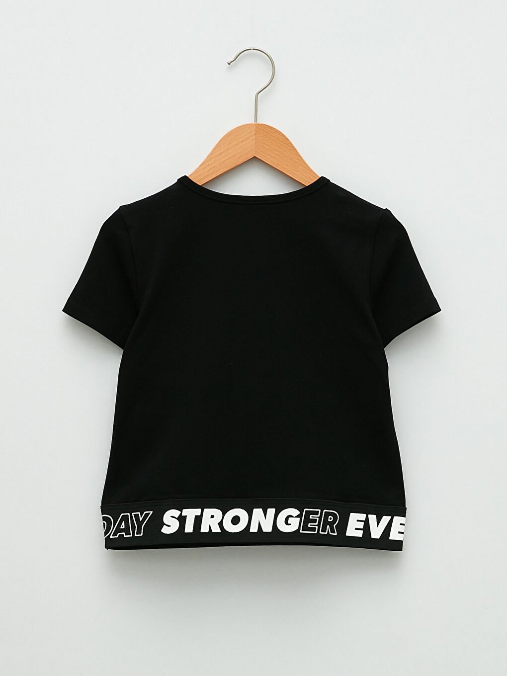 Crew Neck Letter Printed Short Sleeve Girl's Sweatshirt-1