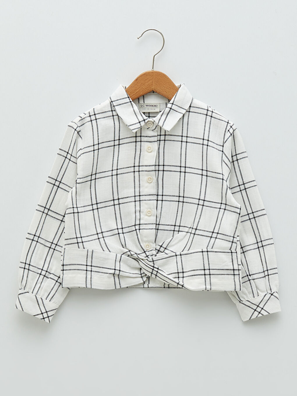 Siyah Ekose Uzun Kollu Gabardin Kız Çocuk Gömlek