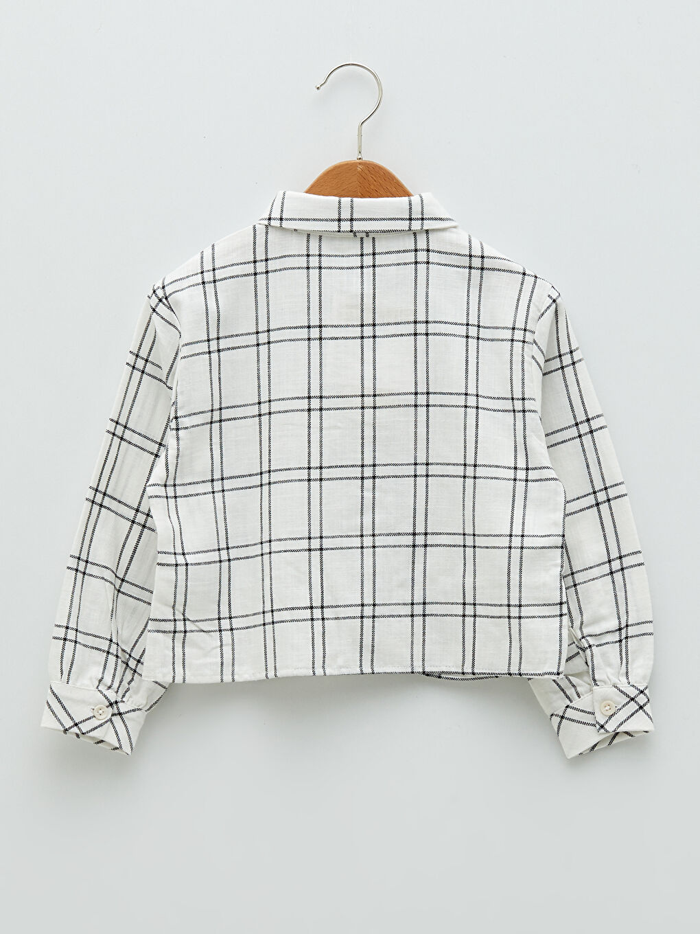 Siyah Ekose Uzun Kollu Gabardin Kız Çocuk Gömlek-1