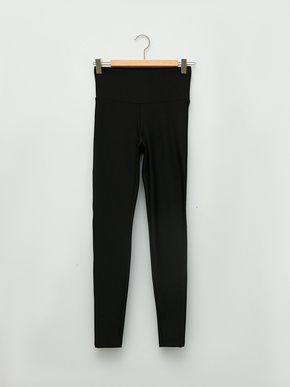 Siyah Kadın Beli Lastikli Düz Spor Tayt-8