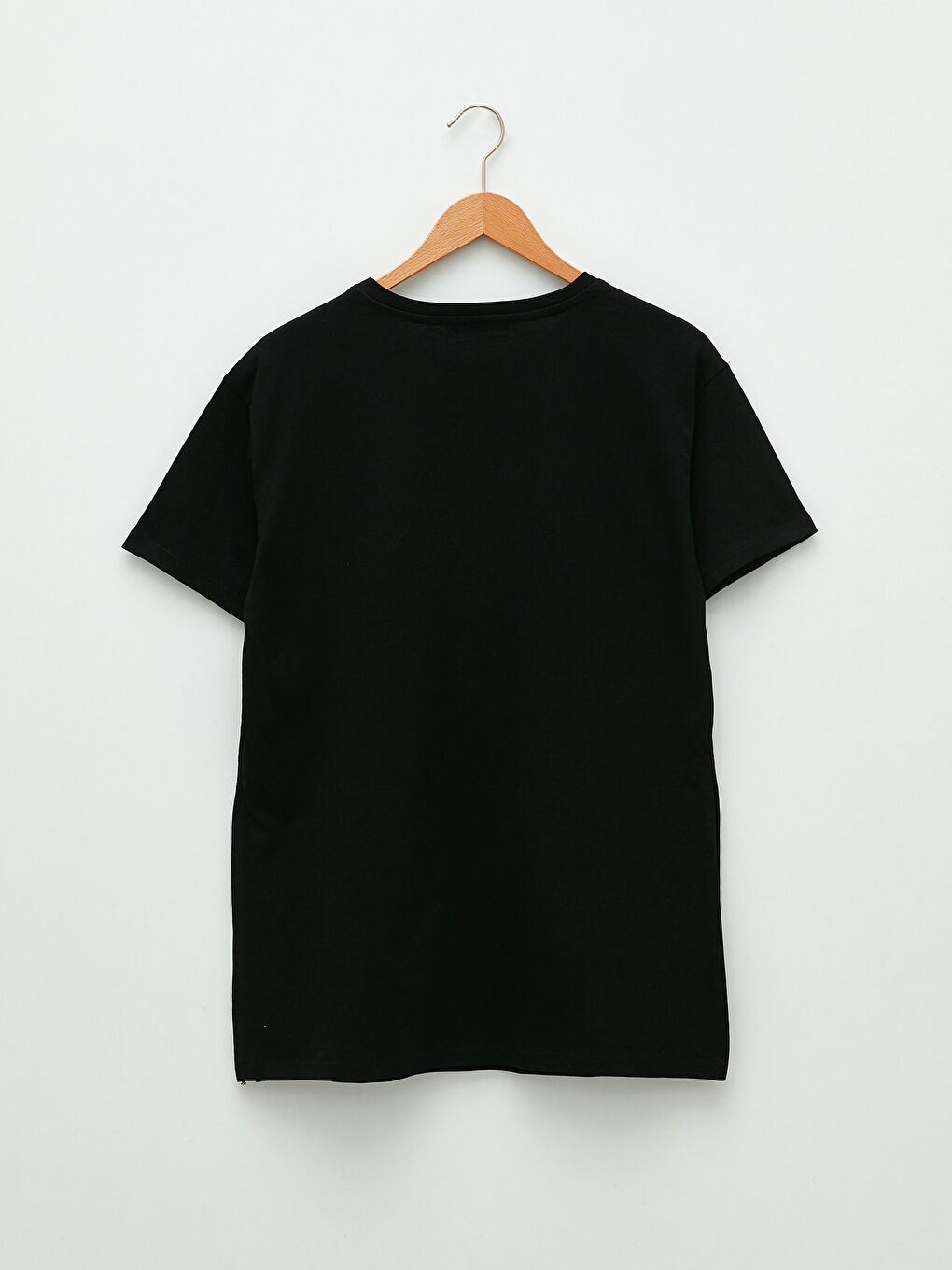 Siyah Bisiklet Yaka Düz Kısa Kollu Kadın Spor Tişört-6