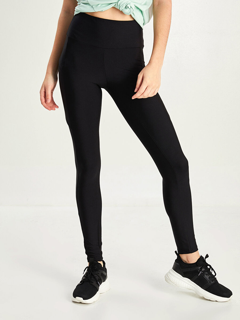 Leggings Unis à Taille Élastiquée pour Femmes-3