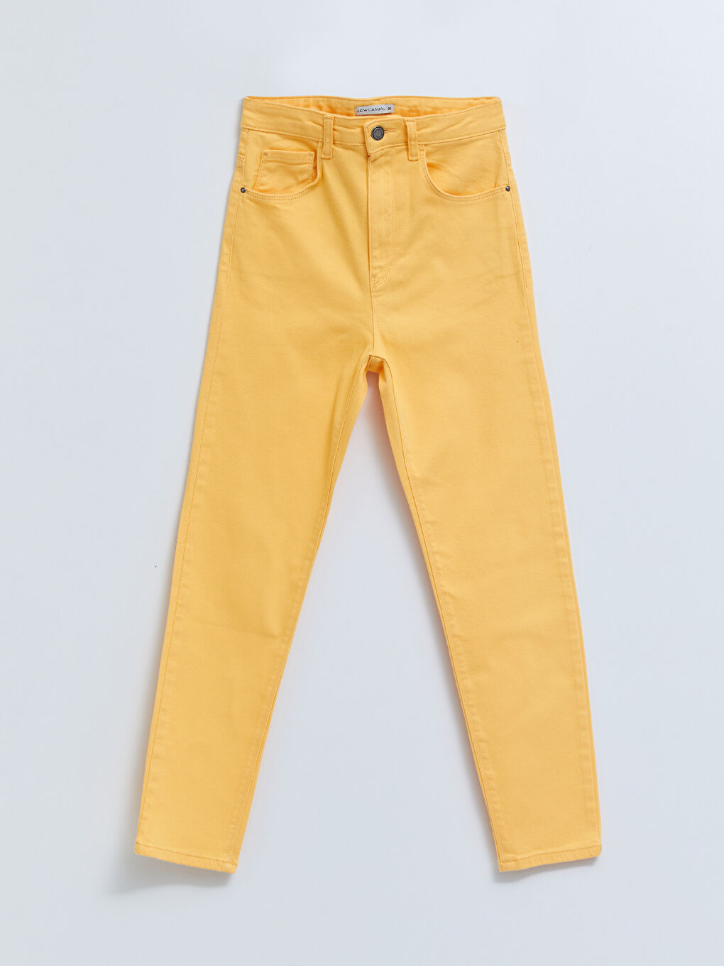 Normal Waist Slim Fit Straight Pocket Detailed Gabardine Women's Trousers-5