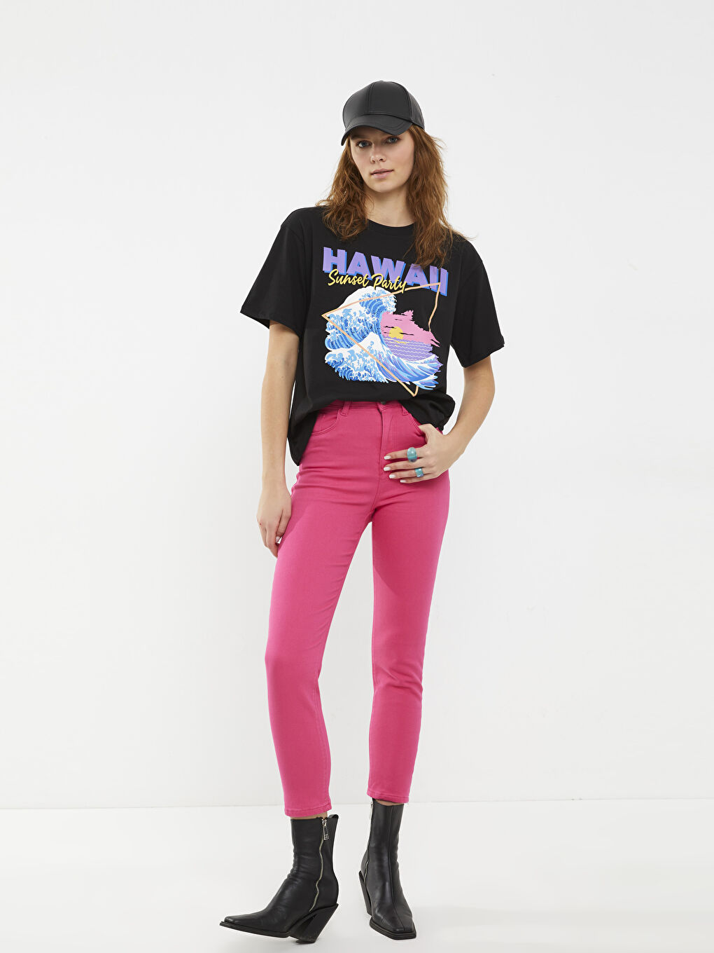 Fuşya Normal Bel Slim Fit Düz Cep Detaylı Gabardin Kadın Pantolon