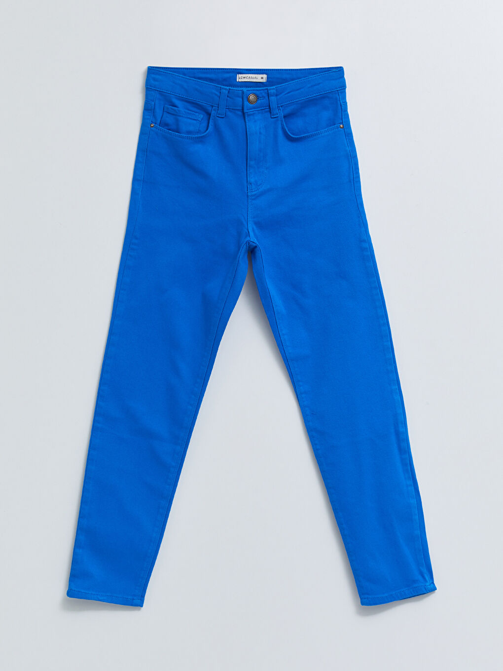 Normal Waist Slim Fit Straight Pocket Detailed Gabardine Women's Trousers-5