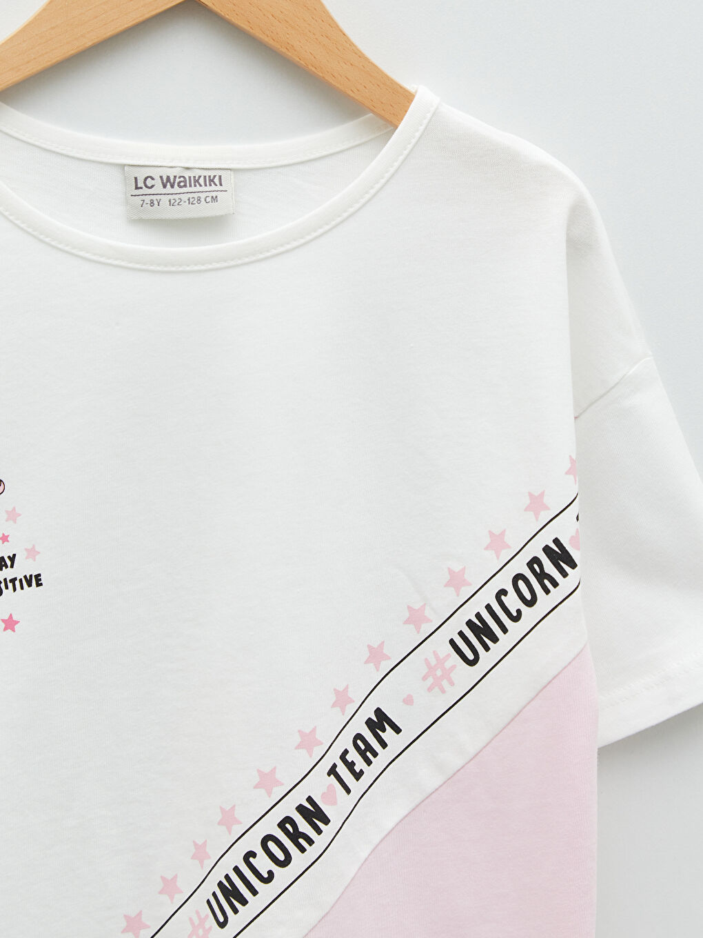 Crew Neck Printed Short Sleeve Girls' T-Shirt and Tights-2