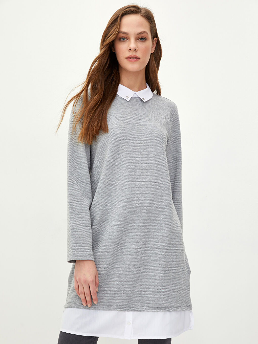 Polo Neck Straight Long Sleeve Women's Tunic