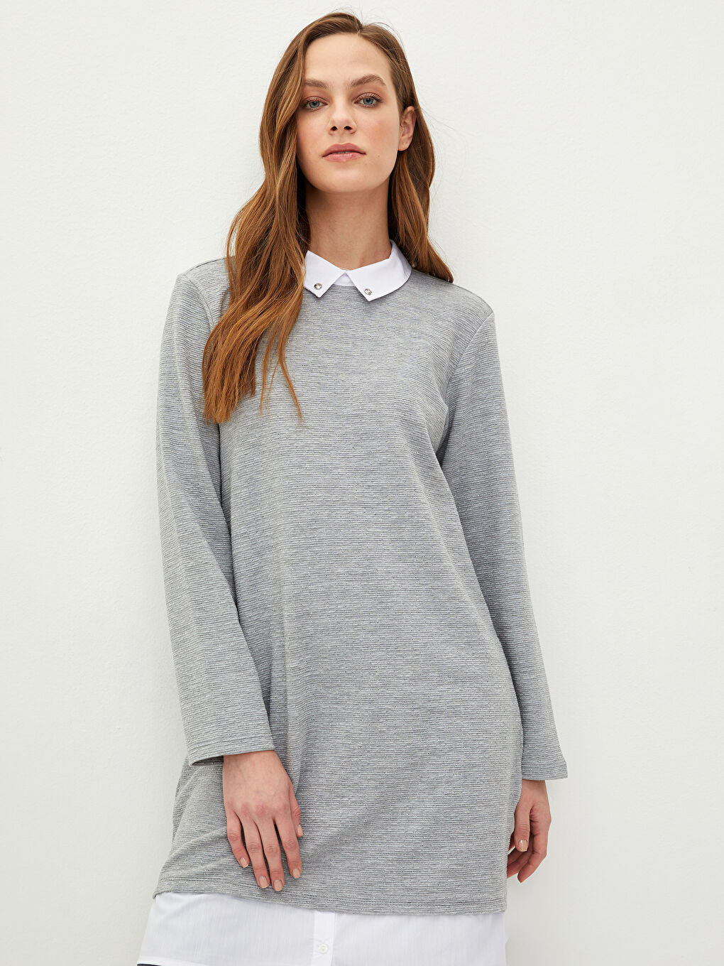 Polo Neck Straight Long Sleeve Women's Tunic-1