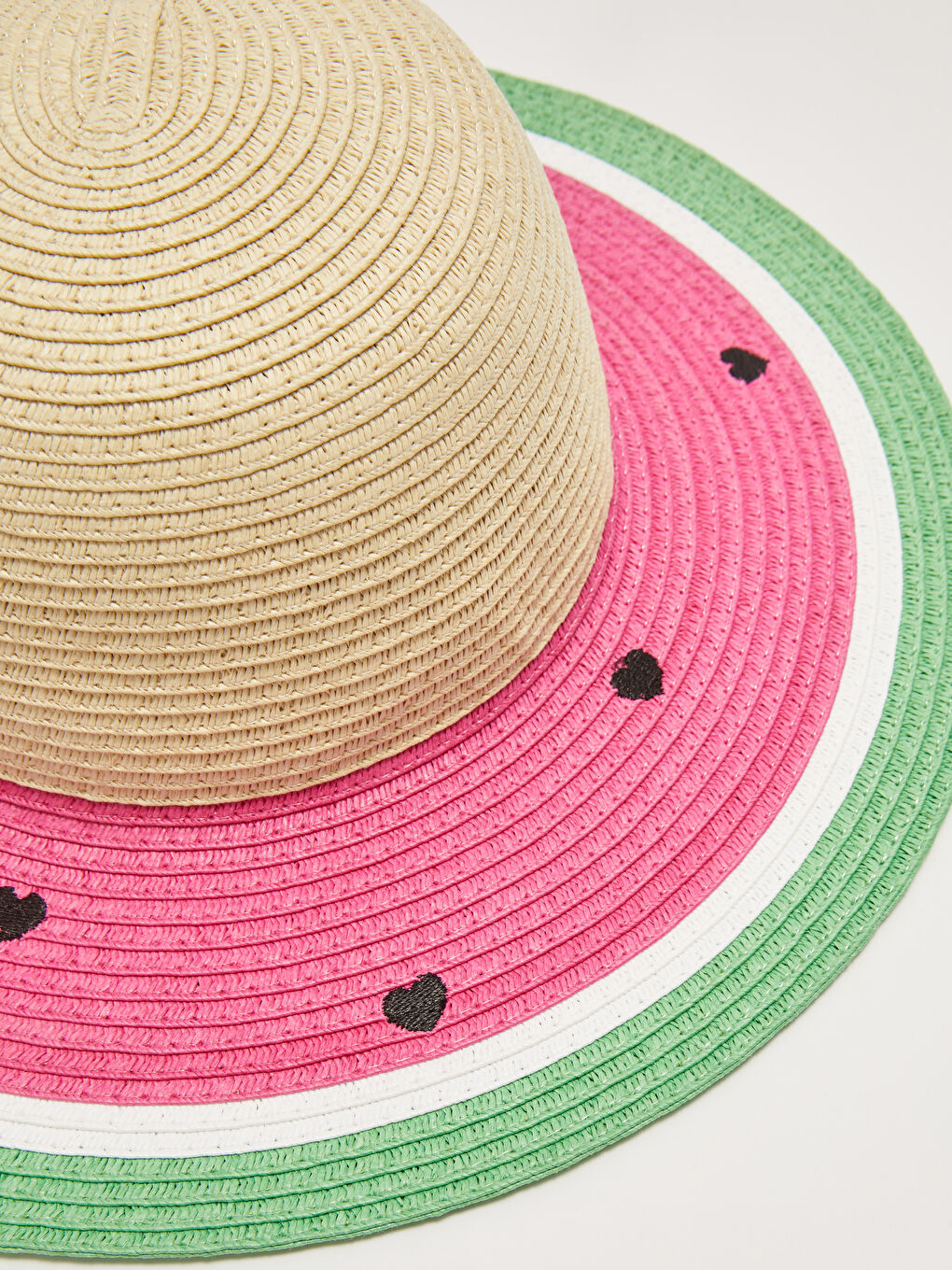 قبعة شاطئ من القش للبنات بنمط كتلة الألوان-1