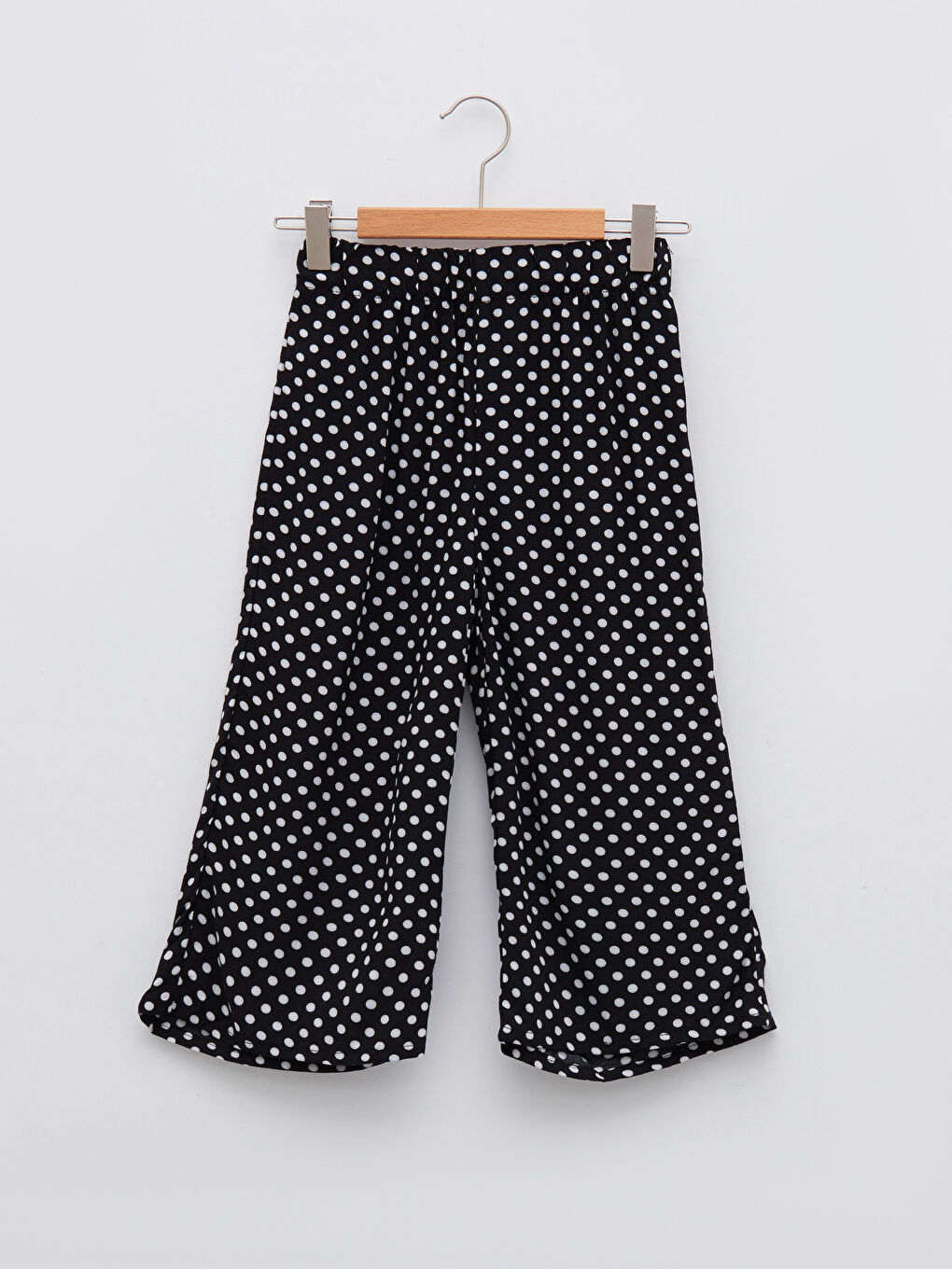 Ekru Beli Lastikli Desenli Viskon Kız Çocuk Kapri