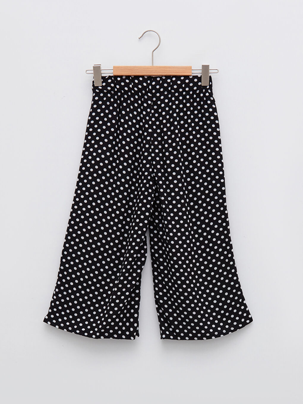 Ekru Beli Lastikli Desenli Viskon Kız Çocuk Kapri-1